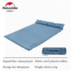 Double Mattres D02 sudah dilengkapi dengan bantal dan terbuat dari bahan PVC polyester dan isian sponge menggunakan teknologi self-inflating memudahkan anda dalam penggunaan matras dan nyaman saat dipakai, karena sudah dilengkapi dengan bantal menyesuaikan dengan bentuk leher kita. Double matras ini juga bisa dipasangkan dengan matras ukuran single, karena mempunyai klip dibagian samping kanan dan kiri. Anda bisa mendapatkan double matras ini di Erjee Camping Store Bali.