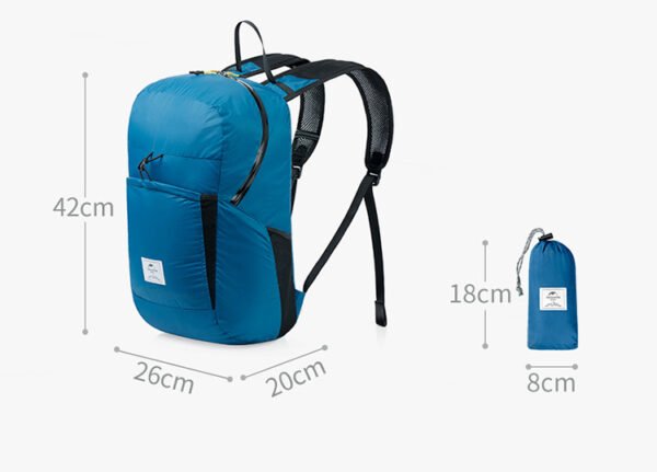 Ultralight folding backpack Naturehike NH17A017-B memiliki kapasitas 22L dan tersedia di tiga warna, biru, grey dan hitam. Tas dapat menapong beban hingga 10kg, untuk unisex dan mempunyai ukuran yang compact karena bisa dilipat ke pouch ukuran kecil dan ringan. Anda bisa mendapatkan produk ini di Erjee Camping Store Bali.