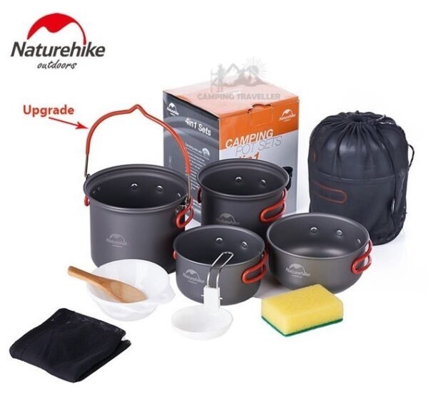 Camping Cookware Set 4Pcs Naturehike NH18T018 cocok digunakan saat camping maupun hiking karena mempunyai desain yang compact sehingga mudah untuk di simpan dan di bawa. Cooking set ini sudah anti lengket, tahan lama, kuat dan anti karat, anda bisa menggunakan ini sebagai alat masak gunung. Anda bisa mendapatkan produk ini di Erjee Camping Store, toko camping Bali.