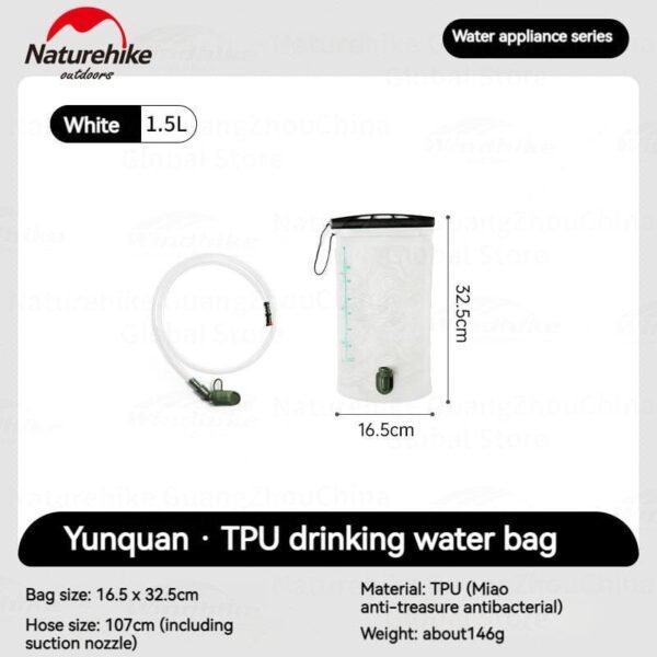 TPU water bag Naturehike CNK2450CF011 terbuat dari bahan TPU dan EVA dan tersedia di tiga ukuran yaitu 1,5 liter, 2 liter, dan 3 liter. Produk yang ringan, tipis, mudah untuk dibersihkan, foldable dan portable sehingga mudah untuk dibawa kemana-mana. Anda bisa mendapatkan water bag ini di Erjee Camping Store Bali.