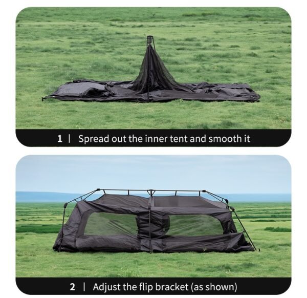 Automatic Blackdog Tent 2.0 Naturehike ini telah dilengkapi dengan UPF50+ yang memiliki dua ruang dan empat pintu ini memiliki sirkulasi udara yang bagus, selain itu tenda ini memiliki kapasitas untuk empat hingga delapan orang. Anda dapat membeli produk ini di Erjee Camping Store.