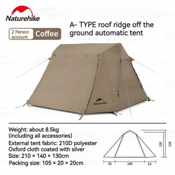 Automatic Roof Off Ground Tent CNH22ZP001 tersedia ukuran double dan single, tenda ini hanya ada di warna brown atau cokelat. Dibuat dengan desain yang ergonomic akan membuat anda merasa nyaman saat tidur. Ini merupakan rekomendasi tenda untuk traveling karena ringan, portable dan mudah untuk di pasang. Anda dapat membeli produk ini di Erjee Camping Store.