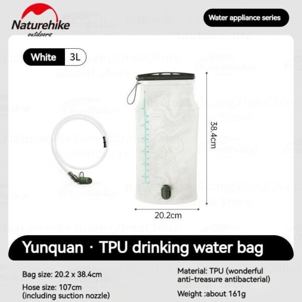 TPU water bag Naturehike CNK2450CF011 terbuat dari bahan TPU dan EVA dan tersedia di tiga ukuran yaitu 1,5 liter, 2 liter, dan 3 liter. Produk yang ringan, tipis, mudah untuk dibersihkan, foldable dan portable sehingga mudah untuk dibawa kemana-mana. Anda bisa mendapatkan water bag ini di Erjee Camping Store Bali.