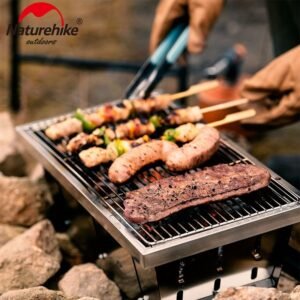 Stainless steel folding bbq grill Naturehike NH20CJ006 mempunyai kapasitas yang besar dan dapat dilipat sehingga mudah untuk disimpan dan dibawa. BBQ grill ini cocok untuk kegiatan bbq family dan sudah dilengkapi dengan tas penyimpanan. Anda bisa mendapatkan bbq grill ini di Erjee Camping Store Bali.