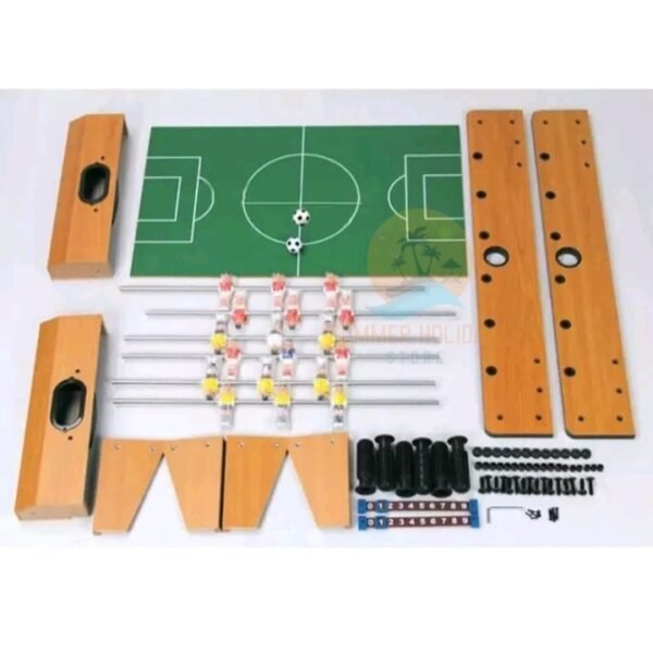 Tabletop soccer game included with one football table, 6 pcs handles with 18 players and 2 pcs balls. You can get this product in Erjee Camping Store, camping gear in Bali.