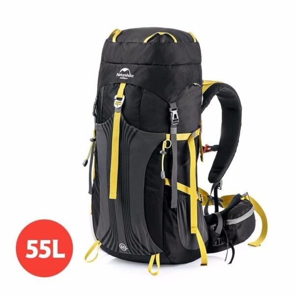 Carrier hiking backpack 55L/65L Naturehike terbuat dari bahan nylon. Keril gunung dapat diatur panjang pendek sesuai tinggi badan. Anda bisa mendapatkan tas gunung ini di Erjee Camping Store, toko alat camping di Bali.