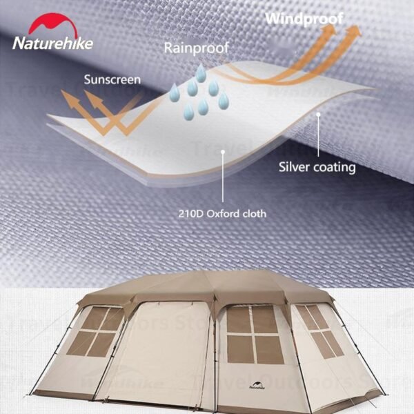 Automatic Tent Village 17 Naturehike anda bisa mendapatkannya di Erjee Camping Store yang menyediakan kebutuhan camping anda. Tenda Village 17 ini mempunyai kapasitas untuk lima hingga delapan orang dengan berat tenda 27kg sudah include dengan accesoriess dan storage bag. Tenda ini sudah waterproof dengan index PU300MM.