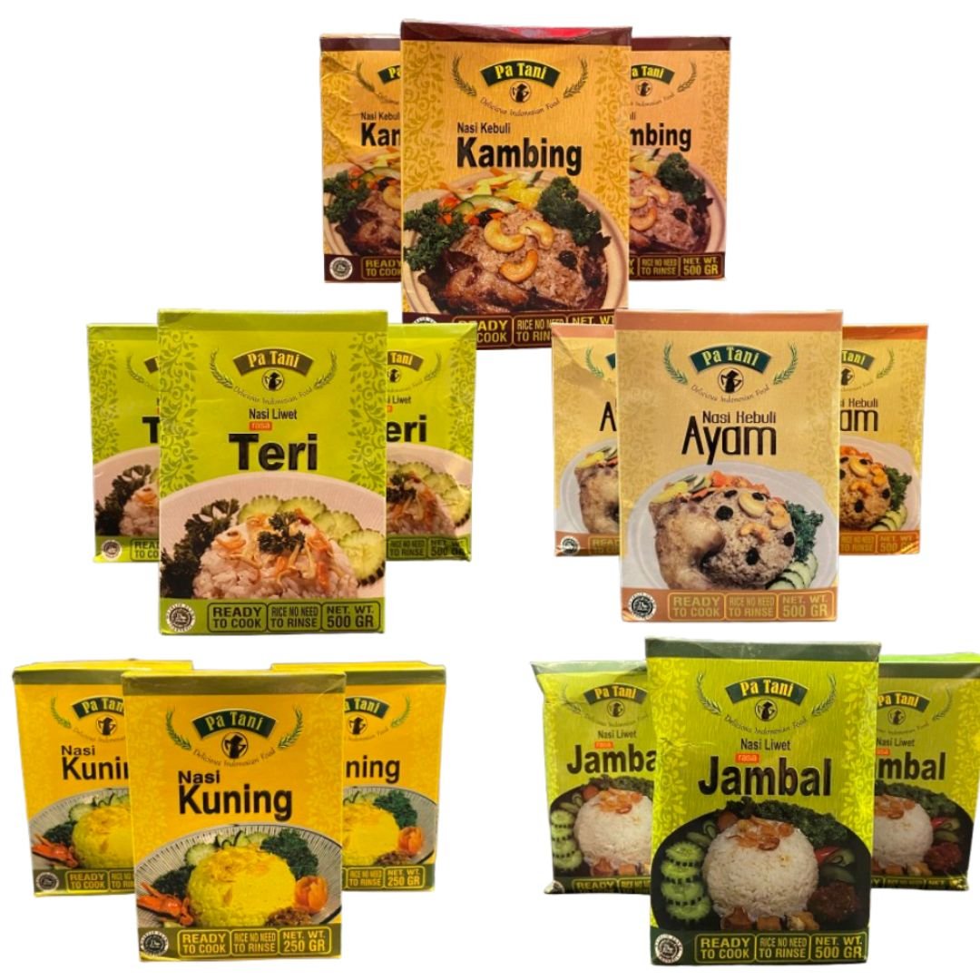 Indonesian instant rice tersedia varian nasi kuning, nasi liwet dan nasi kebuli. Cocok digunakan saat camping karena mudah untuk memasak. Anda bisa mendapatkan nasi instan di Erjee Camping Store, toko alat camping di Bali.