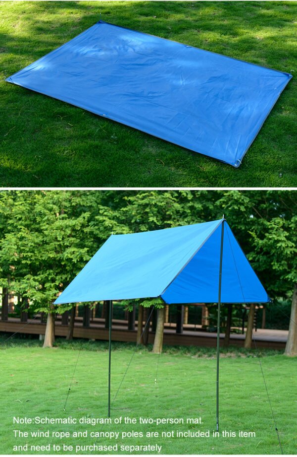 Camping tent mat 150 x 215 cm Naturehike NH15D004 -X terdapat enam lubang untuk tali maupun nail ground dan dapat digunakan sebagai alas maupun atap. Anda bisa mendapatkan produk ini di Erjee Camping Store Bali, camping gear in Bali.