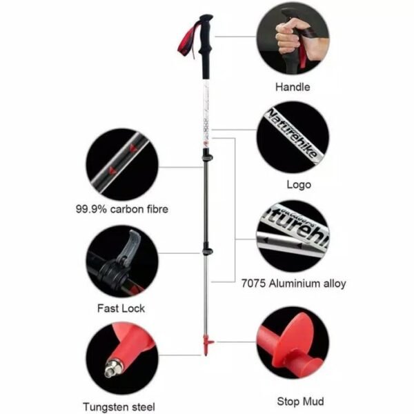 ST06 trekking pole Naturehike NH17D006-D terbuat dari bahan carbon dan aluminium yang ringan, tahan lama dan anti karat. Trekking pole dapat di adjust panjang pendeknya, dilengkapi dengan strap sehingga anti slip. Anda bisa mendapatkan trekking pole ini di Erjee Camping Store Bali.