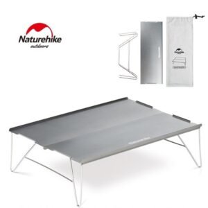 Aluminium Folding Table Naturehike NH17Z001 rekomendasi bagi pada pendaki solo yang ingin meja ringan. Meja lipat ini mudah di lepas pasang dan mempunyai ukuran yang compact, selain itu meja lipat ini juga mudah untuk dibersihkan. Anda bisa mendapatkan meja ini di Erjee Camping Store, camping gear in Bali.