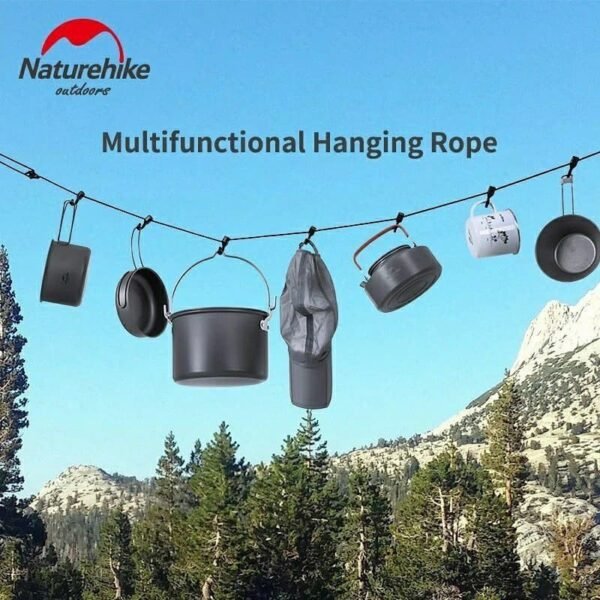 Multipurpose hanging rope Naturehike NH19PJ040 terbuat dari polyester, nylon dan aluminium alloy. Tali serbaguna cocok digunakan saat camping, hiking maupun kegiatan outdoor lainnya. Anda bisa mendapatkan produk ini di Erjee Camping Store Bali.