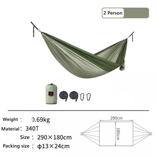 Ultralight swing hammock double Naturehike NH21DC011 terbuat dari bahan polyester pongee dan dapat digunakan untuk kapasitas hingga dua orang serta dapat menopang beban hingga 400kg. Hammcok ini ringan, kuat, dan tidak mudah sobek. Anda bisa mendapatkan produk ini di Erjee Camping Store Bali.