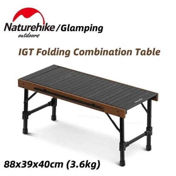 IGT Folding Table Naturehike NH21JU011 terbuat dari bahan aluminium alloy yang kuat dan ringan, bagian meja menggunakan desain roll, sehingga mudah untuk dilepas pasang, meja ini dapat dikombinasikan dengan alat grill dan kompor outdoor dan dapat menopang berat hingga 30kg. Anda bisa mendapatkan meja ini di Erjee Camping Store, toko alat camping terlengkap di Bali