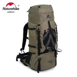 Carrier hiking backpack 70L Naturehike NH16Y020-Q terbuat dari bahan nylon. Keril gunung dapat diatur panjang pendek sesuai tinggi badan. Anda bisa mendapatkan tas gunung ini di Erjee Camping Store, toko alat camping di Bali.