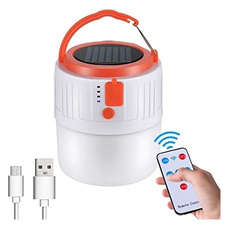 Camping lantern solar 2400mAh Rechargeable light lamp V66, ketahanan lampu hingga 4 jam, capat di cas menggunakan kabel USB dan sinar matahari. Memiliki lima jenis mode lampu. Anda bisa mendapatkan produk ini di Erjee Camping Store Bali.