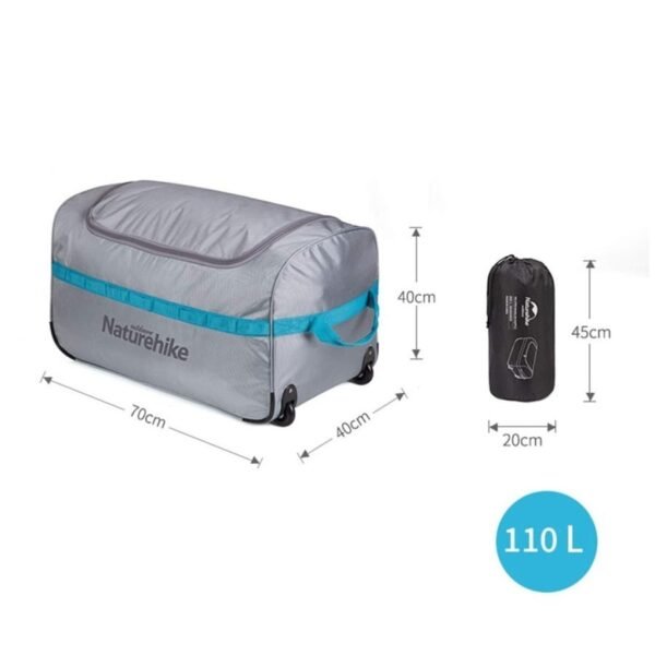 Folding traveling suitcase 110L Naturehike NH18X027 sudah waterproof, tidak mudah sobek dan tahan lama. Dilengkapi dengan 2 handle sehingga mudahuntuk dibawa oleh dua orang. Mempunyai kapasitas hingga 120kg dan dapat dilipat ke ukuran yang kecil sehingga mudah untuk disimpan dan dibawa. Anda bisa mendapatkan folding suitcase ini di Erjee Camping Store Bali.