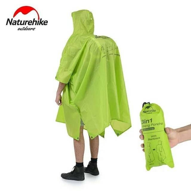 3in1 raincoat ponchi Naturehike NH17D002-M-210T terbuat dari bahan polyester, dapat digunakan sebagai jas hujan, matras tenda atau atap tenda. Anda bisa mendapatkan produk ini di Erjee Camping Store Bali.