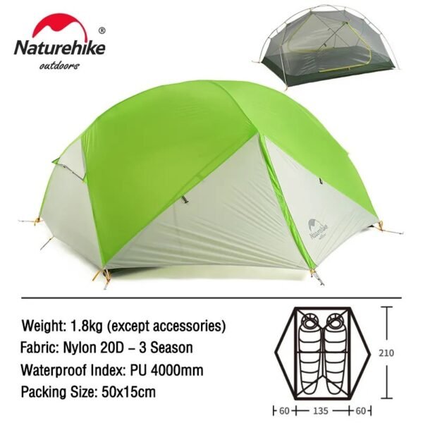 Tenda Mongar Ultralight NH17T007-M Naturehike tendapat dua variasi yaitu 20D dan 210T. Tenda ini mempunyai kapasitas dua hingg tiga orang dan sudah dilengkapi dengan fitur anti-snow, waterproof dan windproof. Bagi anda yang berdomisili Bali anda dapat mengunjungi langsung ke Erjee Camping Store sebagai toko yang menyediakan perlengkapan camping dan hiking terlengkap di Bali.