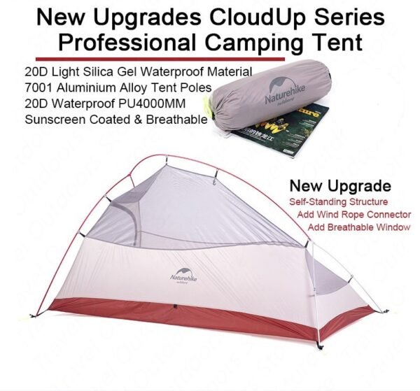 Cloud Up Tent 20D Upgrade Version untuk kapasitas dua orang, tersedia di warna Grey. Tenda ini memiliki fitur anti-wind dan waterproof, selain itu ini merupakan rekomendasi tenda camping untuk anda, karena terbuat dari bahan yang ringan, kuat, dan tidak mudah sobek. Anda dapat membeli tenda ini di Erjee Camping Store merupakan toko alat camping di Bali yang terlengkap.