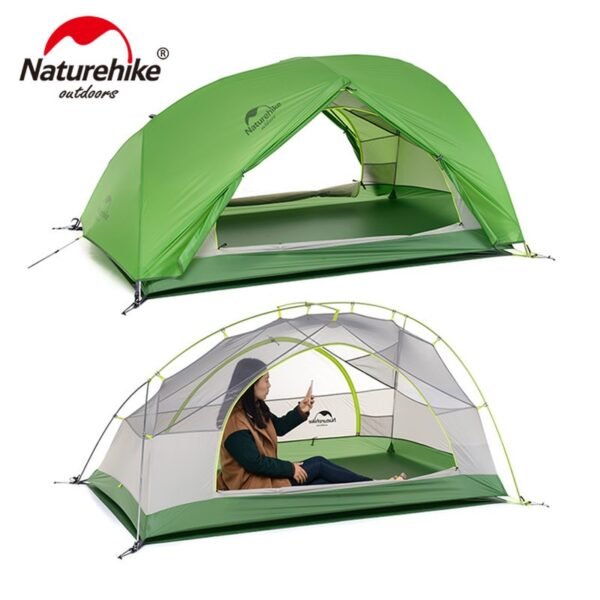 Tenda Star River Ultralight NH17T012-T Naturehike tersedia di warna hijau dan light grey. Tenda ini mempunyai kapasitas untuk dua orang dan telah dilengkapi dengan fitu anti-wind dan waterproof, selain itu tenda ini juga memiliki dua tiang dengan bentuk Y sehingga mudah dan cepat dalam memasang tenda. Anda dapat membeli tenda ini di Erjee Camping Store yang menyediakan pertalatan outdoor di Bali.