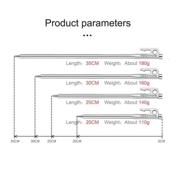 Stainless steel tent pegs Naturehike NH19PJ014 ini kuat, tahan lama, cocok digunakan di berbagai kondisi tempat. Anda bisa mendapatkan produk ini di Erjee Camping Store, toko perlengkapan camping dan hiking di Bali.