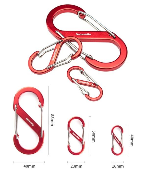 S type aluminium alloy hook Naturehike NH20GS004 mempunyai dua sisi gantungan yang ringan, anti karat, kuat dan tahan lama. Tidak disarankan untuk panjat tebing. Anda bisa mendapatkan produk ini di Erjee Camping Store Bali.