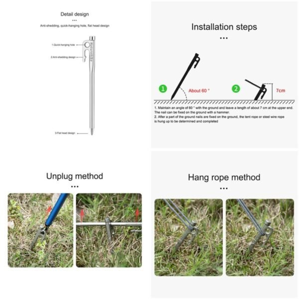 Stainless steel tent pegs Naturehike NH19PJ014 ini kuat, tahan lama, cocok digunakan di berbagai kondisi tempat. Anda bisa mendapatkan produk ini di Erjee Camping Store, toko perlengkapan camping dan hiking di Bali.