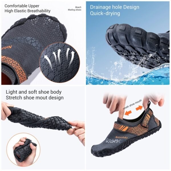 Silicone Anti-Slip Wading Shoes Size 39-47 Naturehike NH20FS022 dibuat dengan bahan yang premium, anti slip, lembut, ringan dan nyaman saat digunakan. Wading shoes dapat digunakan untuk snorkeling, swimming, surfing dan kegiatan air lainnya. Tersedia di berbagai warna dan ukuran. Anda bisa mendapatkan wading shoes di Erjee Camping Store Bali.