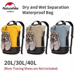 TB03 waterproof drybag Naturehike NH21FSB04 terbuat dari bahan nylon dan TPU coating, ringan, kuat, tidak mudah sobek dan mudah untuk dibersihkan. Cocok digunakan saat kegiatan outdoor karena melindungi barang anda dari air dan tahan basah. Dilengkapi dengan strap bagian depan yang bisa digunakan untuk tempat sepatu. Anda bisa mendapatkan drybag naturehike di Erjee Camping Store Bli.