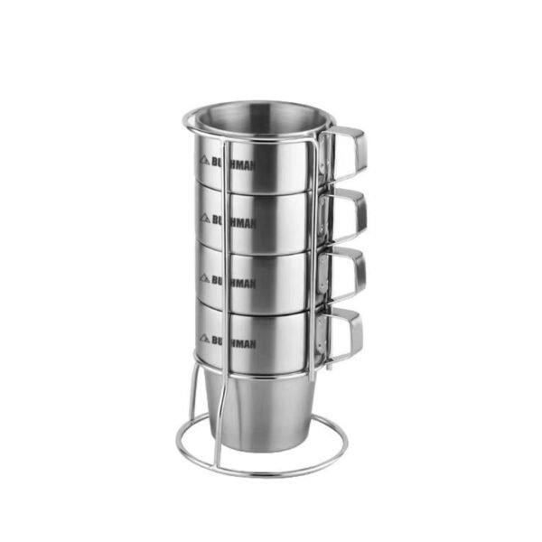 Coffee cup double wall 4 pcs terbuat dari bahan stainless steel cocok digunakan saat camping, hiking dan kegiatan outdoor lainnya. Anda bisa mendapatkan cangkir kopi ini di Erjee Camping Stor, toko yang menyediakan kebutuhan camping dan hiking terlengkap di Bali.