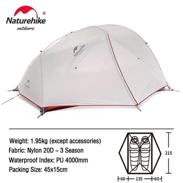 Tenda Star River Ultralight NH17T012-T Naturehike tersedia di warna hijau dan light grey. Tenda ini mempunyai kapasitas untuk dua orang dan telah dilengkapi dengan fitu anti-wind dan waterproof, selain itu tenda ini juga memiliki dua tiang dengan bentuk Y sehingga mudah dan cepat dalam memasang tenda. Anda dapat membeli tenda ini di Erjee Camping Store yang menyediakan pertalatan outdoor di Bali.