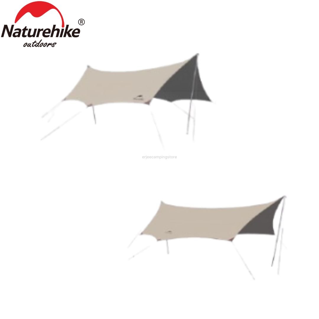 Flysheet Tiblack Shelters Naturehike CS2350WS010 tersedia di dua ukuran yaitu snall untuk kapasitas 12 hingga 14 orang dan large untuk kapasitas 16 hingga 18 orang. Anda bisa mendapatkan flysheet ini di Erjee Camping Store, toko alat camping terlengkap di Bali