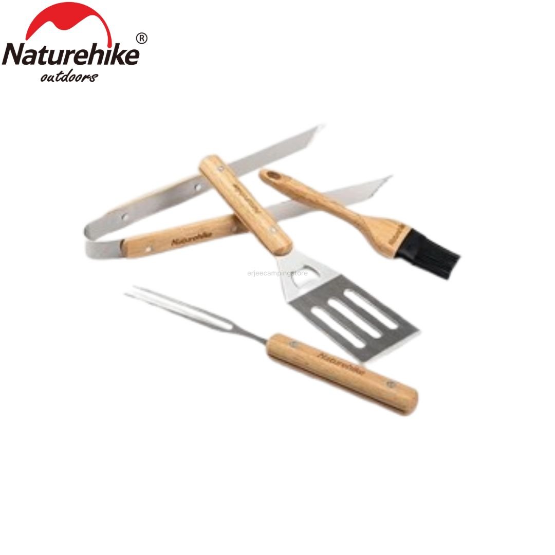 Barbeque tool set Naturehike NH20SK007 with shovel, oil brush, fork and bag. Easy to wash and clean. Dibuat dengan model yang elegant dan minimalist. Anda bisa mendapatkan alat bqq set ini di Erjee Camping Store Bali, menyediakan perlengkapan camping, hiking dan outdoor terlengkap di Bali.