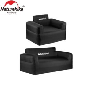 Sofa Blackdog polos warna hitam, pemasangan sofa menggunakan pompa elektrik yang membutuhkan waktu 2 menit. Sofa waterproof sehingga cocok digunakan di outdoor. Mempunyai ukuran yang compact sehingga mudah dibawa. Anda bisa mendapatkan sofa blackdog di Erjee Camping Store, toko alat outdoor di Bali.