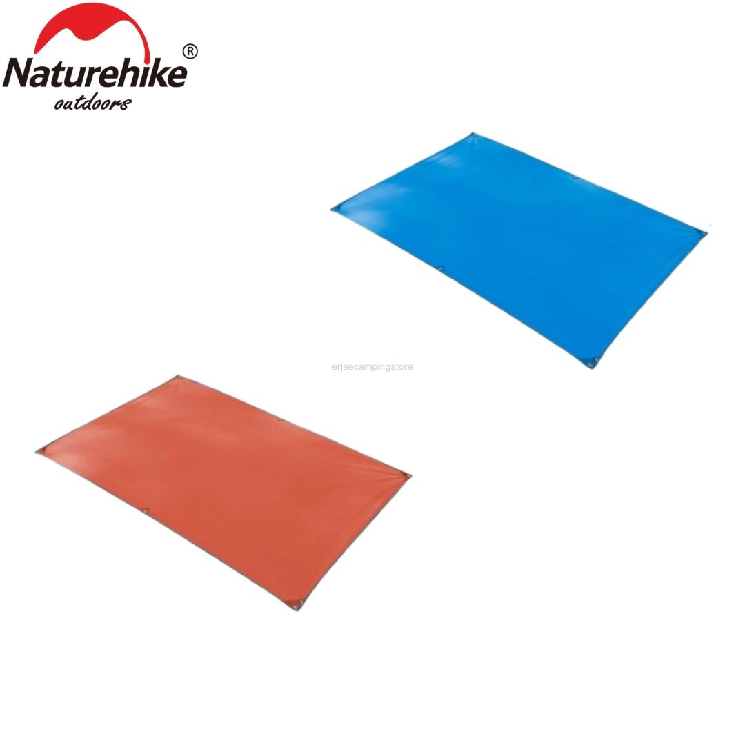 Camping tent mat 150 x 215 cm Naturehike NH15D004 -X terdapat enam lubang untuk tali maupun nail ground dan dapat digunakan sebagai alas maupun atap. Anda bisa mendapatkan produk ini di Erjee Camping Store Bali, camping gear in Bali.