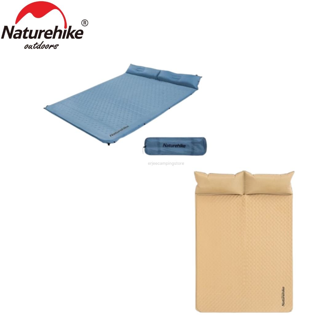 Double Mattres D02 sudah dilengkapi dengan bantal dan terbuat dari bahan PVC polyester dan isian sponge menggunakan teknologi self-inflating memudahkan anda dalam penggunaan matras dan nyaman saat dipakai, karena sudah dilengkapi dengan bantal menyesuaikan dengan bentuk leher kita. Double matras ini juga bisa dipasangkan dengan matras ukuran single, karena mempunyai klip dibagian samping kanan dan kiri. Anda bisa mendapatkan double matras ini di Erjee Camping Store Bali.