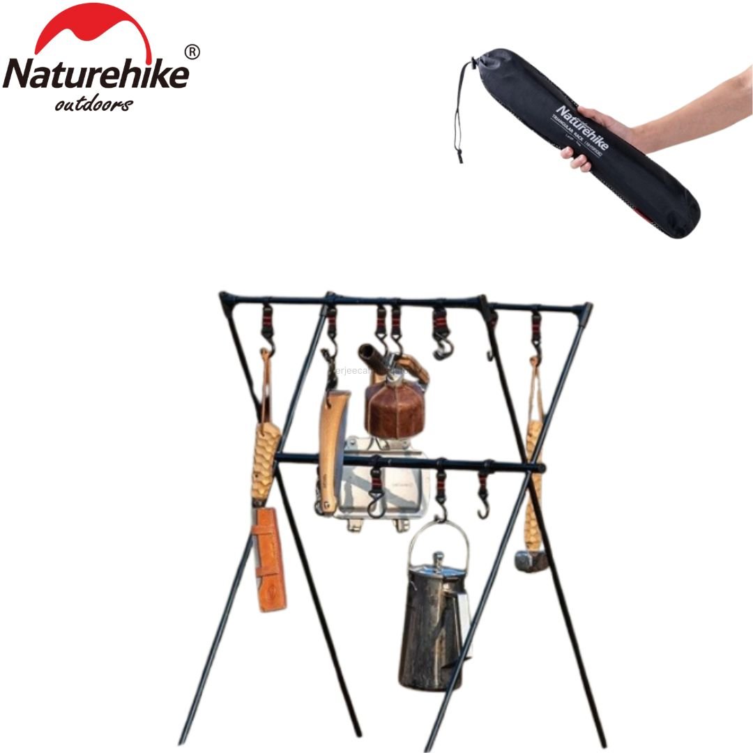 Hanging rack Q-98 Naturehike NH20PJ102 dapat menapong beban tiga hingga lima kilogram. Terbuat dari bahan aluminium alloy sehingga kuat, tahan lama, ringan dan anti karat. Anda bisa mendapatkan produk ini di Erjee Camping Store Bali.