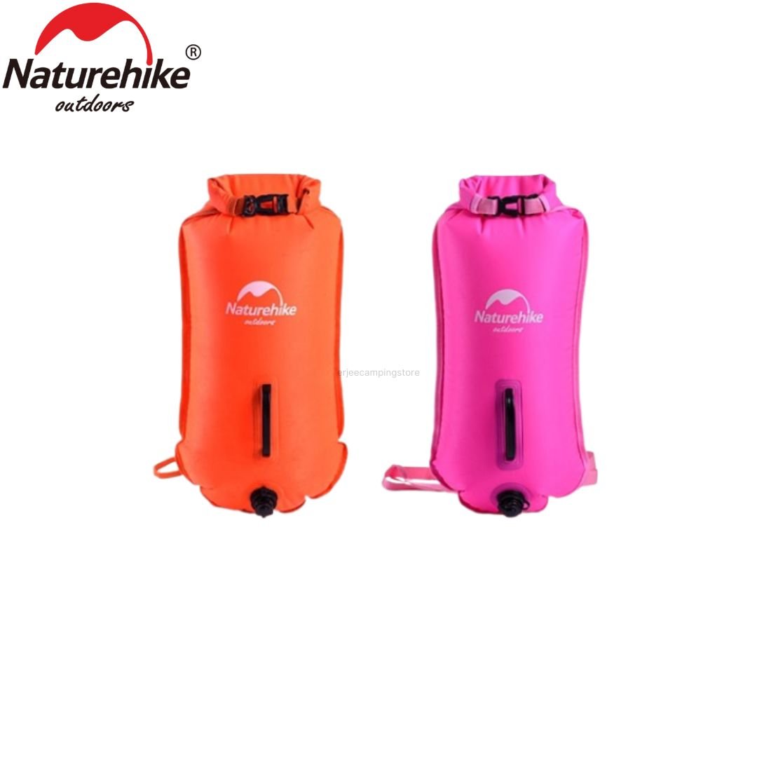 Inflatable life bag Naturehike NH17S001-G terbuat dari bahan nylon dan PVC, waterproof dan barang-barang di dalam tas tetap kering sehingga selain menjadi pelampung emergency juga bisa digunakan sebagai dry bag. Anda bisa mendapatkan produk ini di Erjee Camping Store Bali.