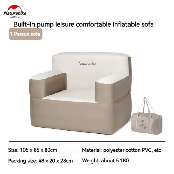 Sofa Naturehike warna khaki terbuat dari bahan polyester, cotton dan PVC. Dilengkapi dengan pompa elektronik sehingga mudah dalam pemasangan sofa. Sofa dapat digunakan saat aktivitas outdoor, camping, dan piknik. Anda bisa mendapatkan sofa Naturehike CNH22DZ023 di Erjee Camping Store, toko alat camping, hiking, dan outdoor di Bali.