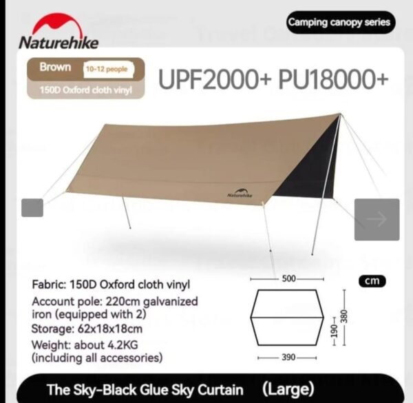 Flysheet cloud skies lite hexagon dapat digunakan hingga delapan orang, bebas dari sinar matahari dan suhu di area flysheet akan terasa sejuk hingga 15 derajat celcius. Flysheet sudah waterproof sehingga anda tidak pelu khawatir saat terkena hujan. Dibuat dengan bahan yang premium dan tebal sehingga kuat dan tahan lama. Anda bisa mendapatkan flysheet cloud skies lite hexagonal di Erjee Camping Store, toko alat outdoor di Bali.