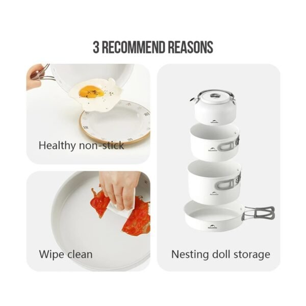 Nesting set terbuat dari bahan keramik sehingga aman dan sehat saat memasak serta sudah anti lengket yang mudah saat dibersihkan. Anda bisa mendapatkan nesting set ini di Erje Camping Store yang menyediakan kebutuhan camping dan hiking di Bali.