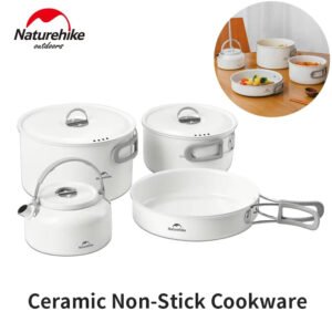 Nesting set terbuat dari bahan keramik sehingga aman dan sehat saat memasak serta sudah anti lengket yang mudah saat dibersihkan. Anda bisa mendapatkan nesting set ini di Erje Camping Store yang menyediakan kebutuhan camping dan hiking di Bali.