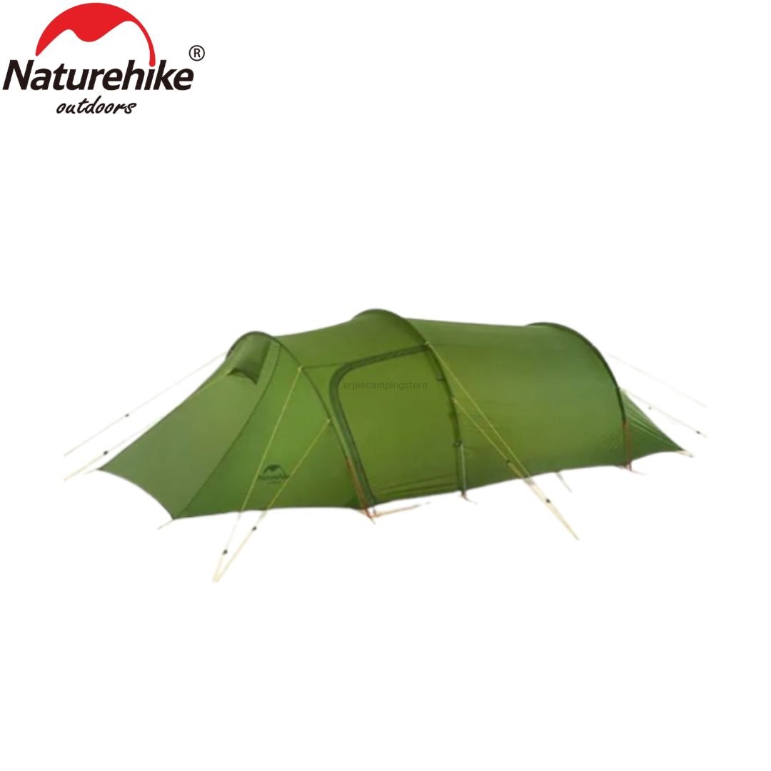 Tenda opalus 3 orang Naturehike terbuat dari bahan nylon yang anti air, terdapat dua jendela ventilasi dan pouch di samping tenda. Tenda oplaus dapat digunakan untuk 2-3 orang. Anda bisa mendapatkan tenda opalus di Erjee Camping Store, toko alat camping, hiking, dan outdoor.