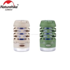 Outdoor mosquito killer lamp Naturehike NH22ZM005 tersedia di warna green dan khaki. ringan dan compact sehingga mudah untuk dibawa dan digantung, waterproof dan non slip. Anda bisa mendapatkan lampu ini di Erjee Camping Store Bali.